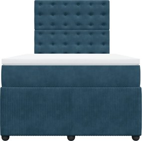 vidaXL Κρεβάτι Boxspring με Στρώμα Μπλε 120x190 εκ. Βελούδινο