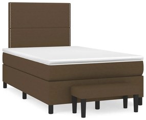 Κρεβάτι Boxspring με Στρώμα Σκούρο Καφέ 120x190 εκ Υφασμάτινο - Καφέ