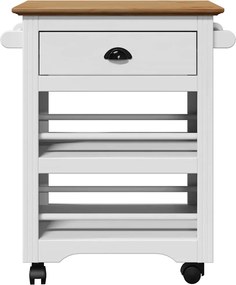 vidaXL Καροτσάκι κουζίνας BODO Λευκό και καφέ 67,5x45x80 cm