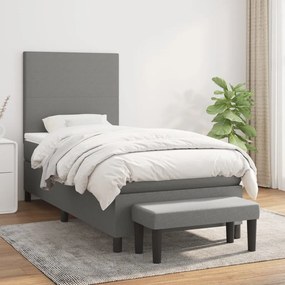 Κρεβάτι Boxspring με Στρώμα Σκούρο Γκρι 100x200 εκ. Υφασμάτινο