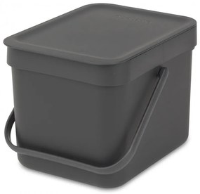 Brabantia Sort&Go κάδος χωριστής συλλογής απορριμμάτων 648974, 6 l, Χειρολαβή, Επιτοίχιος, Σκούρο γκρι