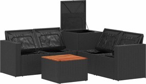 vidaXL Σετ Καναπέ 6 τμχ. Μαύρο 55 x 55 x 37 εκ Πολυ-ρακί και Χάλυβας