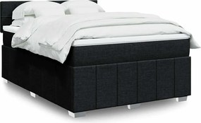 vidaXL Κρεβάτι Boxspring με Στρώμα Μαύρο 140x200 εκ. Υφασμάτινο