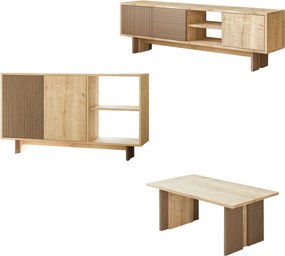 Σύνθετο Σαλονιού Θερμό Δρυς / Sapphire Δρυς NUDRU 150x30x45