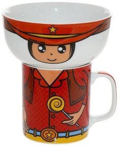 Κούπα Και Μπωλ Σερίφης (Σετ 2τμχ) Tab0242 Φ11cm Red Espiel Porcelain