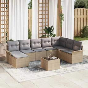 vidaXL Σετ Καναπέ Κήπου με μαξιλάρι 9 pcs Μαύρο Πολυ ράταν