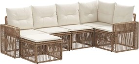 vidaXL Σετ Καναπέ Κήπου 6 pcs Μπεζ και Κρέμ συνθετικό ρατάν