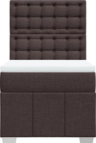 vidaXL Κρεβάτι Boxspring με Στρώμα Σκούρο Καφέ 100x200 εκ. Υφασμάτινο