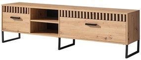 Τραπέζι Tv Ogden P125, Artisan βελανιδιά, Μαύρο, 180x51x40cm, 35 kg | Epipla1.gr