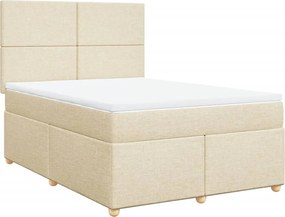 vidaXL Κρεβάτι Boxspring με Στρώμα Κρεμ 140x200 εκ. Υφασμάτινο