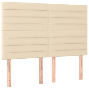 vidaXL Κεφαλάρι Κρεβατιού LED Κρεμ 144x5x118/128 εκ. Υφασμάτινο