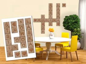 Διακοσμητικά αυτοκόλλητα τοίχου καφέ Scrabble - 50x70