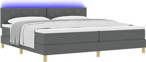 vidaXL LED Κρεβάτι με βάθρο Σκούρο Γκρι 200 x 200 cm ύφασμα