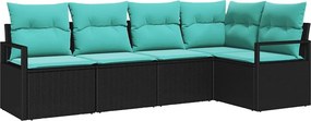 vidaXL Σετ Καναπέ 5 pcs Μαύρο συνθετικό ρατάν