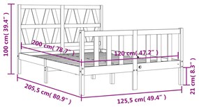 ΠΛΑΙΣΙΟ ΚΡΕΒΑΤΙΟΥ ΜΕ ΚΕΦΑΛΑΡΙ ΛΕΥΚΟ 120X200 ΕΚ. ΜΑΣΙΦ ΞΥΛΟ 3192487