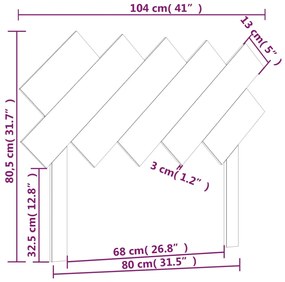 vidaXL Κεφαλάρι Κρεβατιού Μαύρο 104x3x80,5 εκ. από Μασίφ Ξύλο Πεύκου