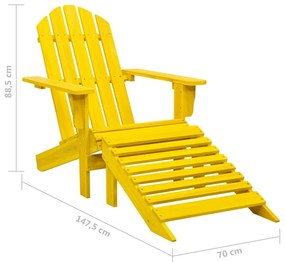 Καρέκλα Κήπου Adirondack με Υποπόδιο Κίτρινη από Ξύλο Ελάτης - Κίτρινο