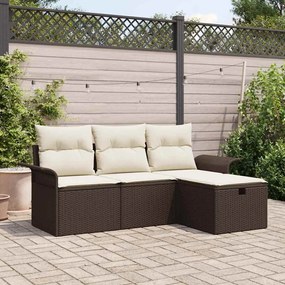 vidaXL Σετ Καναπέ Κήπου 4 pcs Καφέ και κρεμ 196 x 117 x 85 εκ.