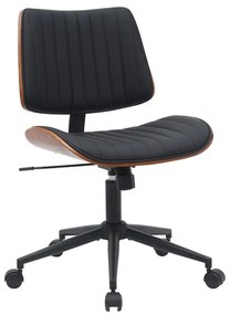 Work desk chair Amani black pu-walnut plywood 52x54x90.5cm 52x54x90.5 εκ.