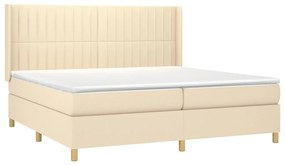 vidaXL Κρεβάτι Boxspring με Στρώμα Κρεμ 200x200 εκ. Υφασμάτινο