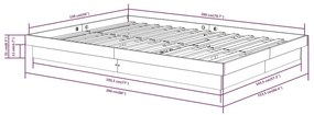 Πλαίσιο Κρεβατιού Γκρι 150 x 200 εκ. Μασίφ Ξύλο King Size - Γκρι