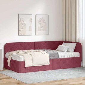 vidaXL Κρεβάτι Γωνίας Κόκκινο 90 x 190 cm ύφασμα