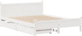 vidaXL Σκελετός Κρεβ. Χωρίς Στρώμα Λευκό 135x190 εκ Μασίφ Πεύκο