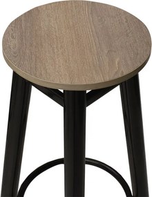 Σκαμπό μπαρ Onyx pakoworld ξύλο δρυς-μέταλλο μαύρο gloss Φ33x77εκ