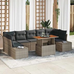 vidaXL Σετ Καναπέ Κήπου με αποθήκευση 8 pcs Γκρι Πολυ ράταν