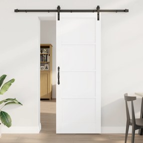 vidaXL Συρόμενη Πόρτα  με Σετ Χαρτοσήμων Λευκή 78x211 εκ. Συμπαγές Ξύλο Πεύκο