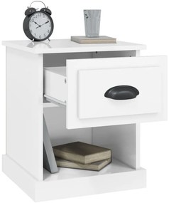 vidaXL Κομοδίνα 2 τεμ. Γυαλ. Λευκό 39x39x47,5 εκ. Επεξεργασμένο Ξύλο