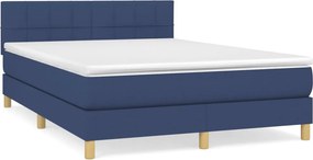 vidaXL Κρεβάτι Boxspring με Στρώμα Μπλε 140x200 εκ. Υφασμάτινο
