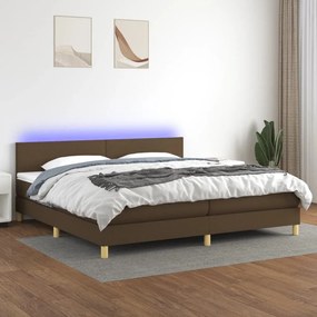 ΚΡΕΒΑΤΙ BOXSPRING ΜΕ ΣΤΡΩΜΑ &amp; LED ΣΚ.ΚΑΦΕ 200X200 ΕΚ ΥΦΑΣΜΑΤΙΝΟ 3133584