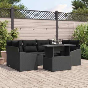 vidaXL Σετ Καναπέ Κήπου με μαξιλάρι 7 pcs Μαύρο 100 x 55 x 73 εκ