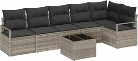vidaXL Σετ Καναπέ 7 pcs Ανοιχτό γκρι συνθετικό ρατάν