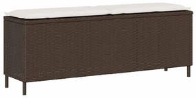 vidaXL Πάγκος κήπου με μαξιλάρι γκρι 110x30x40,5 cm Poly Rattan