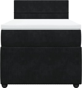 vidaXL Κρεβάτι Boxspring με Στρώμα Μαύρο 90x190 εκ. Βελούδινο