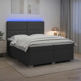 vidaXL Κρεβάτι box spring με στρώμα Σκούρο Γκρι 200 x 200 cm Ύφασμα