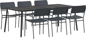 vidaXL Σετ τραπεζαρίας 7 τμχ. Ανθρακί 200 x 100 x 72 εκ Ατσάλι