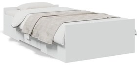 Πλαίσιο Κρεβατιού με συρτάρια Λευκό 90x200 εκ Επεξεργ. Ξύλο