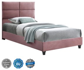 bed MILO, dusty pink velvet, 90x200cm