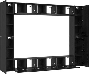 vidaXL Σετ επίπλου τηλεόρασης 10 pcs Μαύρη Οξυά Επεξεργασμένο ξύλο