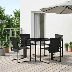 vidaXL Σέτ φαγητού για κήπο 5 pcs Μαύρο Textilene και Χάλυβας