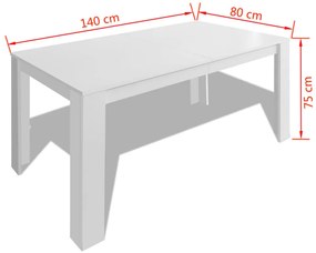 vidaXL Τραπεζαρία Λευκή 140 x 80 x 75 εκ.
