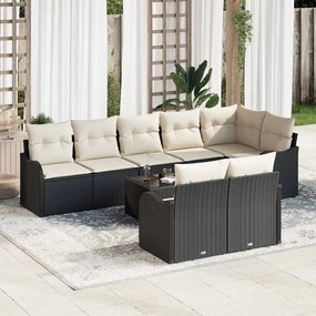 vidaXL Σετ Καναπέ Κήπου με μαξιλάρι 9 pcs Μαύρο Πολυ ράταν