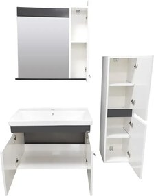 Stewehome Σετ Έπιπλο Μπάνιου 80cm με Λευκό Νιπτήρα &amp;amp; Στήλη Ντουλάπι 80x45x34 cm