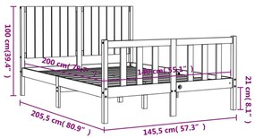 Πλαίσιο Κρεβατιού με Κεφαλάρι Λευκό 140x200 εκ. Μασίφ Ξύλο - Λευκό