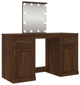 vidaXL Μπουντουάρ με LED Καφέ Δρυς 130x50x132,5 εκ.