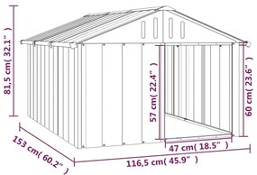 Σπιτάκι Σκύλου Ανθρακί 116,5x153x81,5 εκ. Γαλβανισμένο Ατσάλι - Ανθρακί