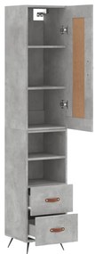 vidaXL Ντουλάπι Γκρι Σκυροδέματος 34,5x34x180 εκ. Επεξεργασμένο Ξύλο